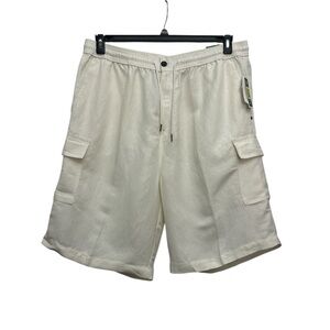 Cubavera Linen Blend Cargo Shorts In Bright White Size 2X Coastal NWT